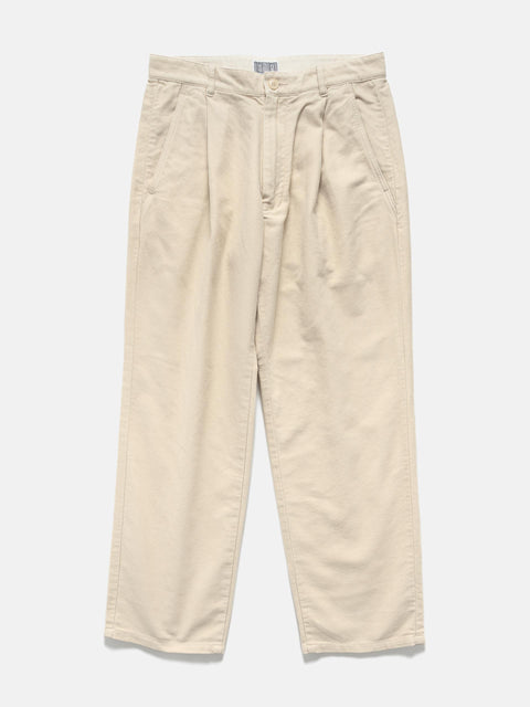 CAV EMPT Brushed Soft Cotton One Tuck Pants Beige, Trousers