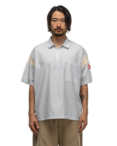 Half Zip Control Short Sleeve Shirt White - HAVEN