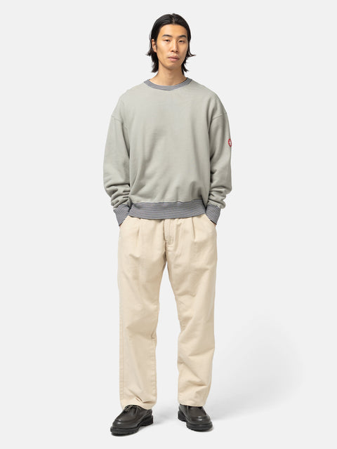 CAV EMPT Stripe Rib Solid Crew Neck Khaki, Sweatshirts