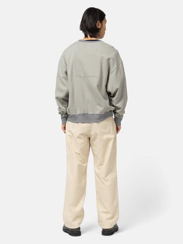 CAV EMPT Stripe Rib Solid Crew Neck Khaki, Sweatshirts