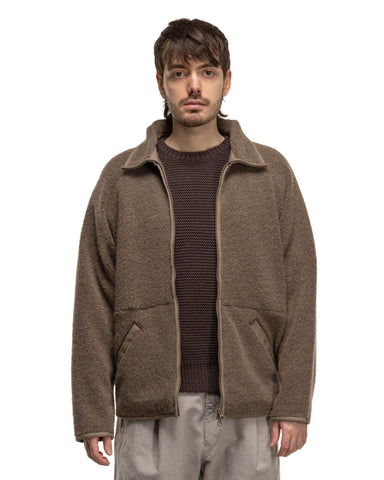 CAV EMPT Wool Boa Fleece Zip Up Khaki, Outerwear