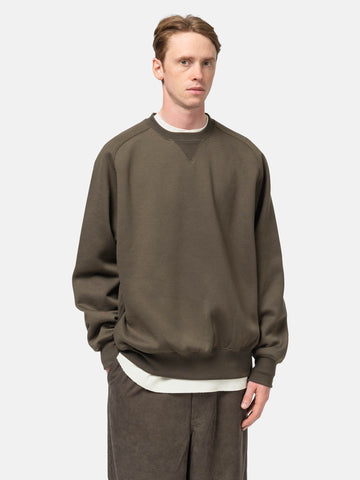 DAIWA Tech Sweat Crew Freedom Sleeve Brown Khaki, Sweatshirts