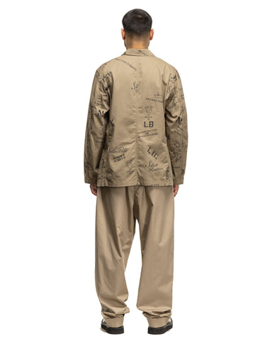 Engineered Garments Bedford Jacket Graffiti Print Flat Twill Khaki, Outerwear