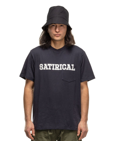 Engineered Garments Printed Cross Crew Neck Pocket T-Shirt Satirical Navy, T-Shirts