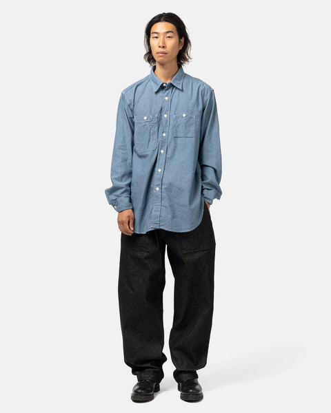 Engineered Garments 4.5oz Cotton Chambray Work Shirt Light Blue, Shirts