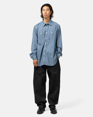 Engineered Garments 4.5oz Cotton Chambray Work Shirt Light Blue, Shirts
