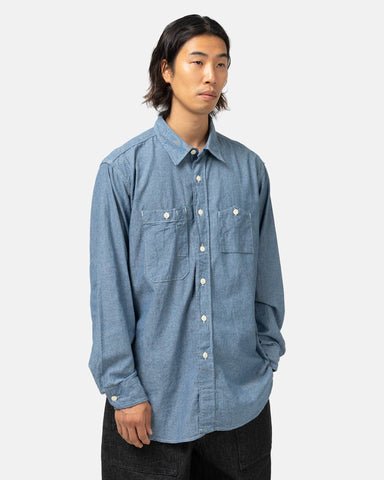 Engineered Garments 4.5oz Cotton Chambray Work Shirt Light Blue, Shirts