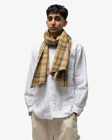 Engineered Garments Long Scarf Cotton Madras Plaid Olive, Accessories