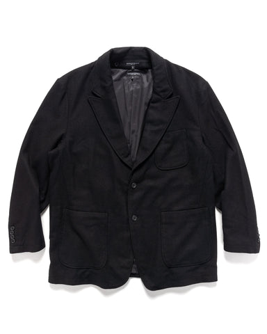 Engineered Garments Trans Jacket Black Solid Poly Wool Flannel, Outerwear