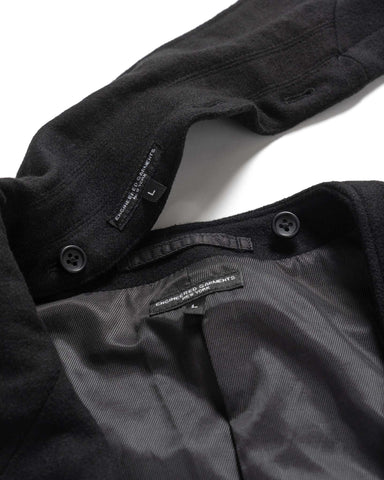 Engineered Garments Trans Jacket Black Solid Poly Wool Flannel, Outerwear