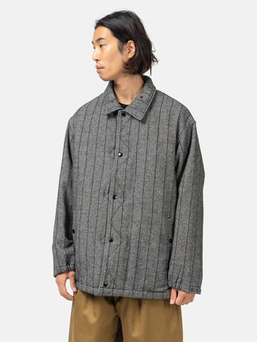 Engineered Garments Wind Breaker Wool Striped HB Dark Grey, Jackets