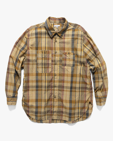 Engineered Garments Work Shirt Cotton Madras Plaid Olive, Shirts