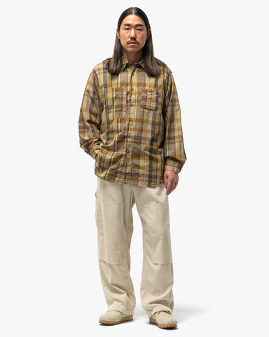 Engineered Garments Work Shirt Cotton Madras Plaid Olive, Shirts