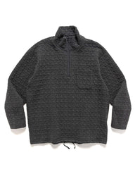 Engineered Garments Zip Mock Neck PC Quilted Jersey Charcoal, Sweaters