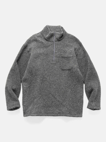 Engineered Garments Zip Mock Neck Wool Charcoal, Sweaters