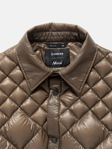 HAVEN / NANGA Skyline Shirt Jacket - Nylon Ripstop / Goose Down Mocha, Down Jackets
