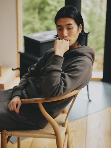 HAVEN Excel 1/4 Zip Hoodie - Urake Cotton Terry Graphite, Hoodies