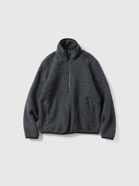 HAVEN Alpine 1/2 Zip Pullover - Melange Wool Charcoal, Fleece