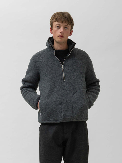 HAVEN Alpine 1/2 Zip Pullover - Melange Wool Charcoal, Fleece