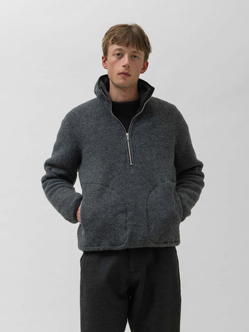 HAVEN Alpine 1/2 Zip Pullover - Melange Wool Charcoal, Fleece