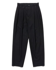 ATON Wool Tropical Tapered Easy Pants Black, Bottoms