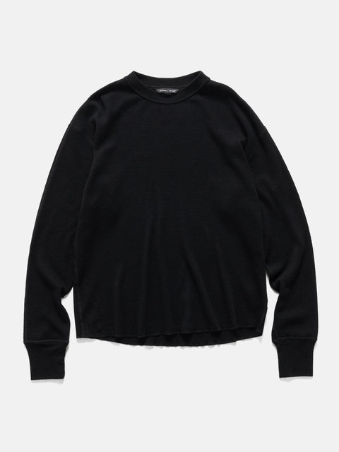 HAVEN Base Thermal Crewneck - Superfine Wool Waffle Black, Thermals