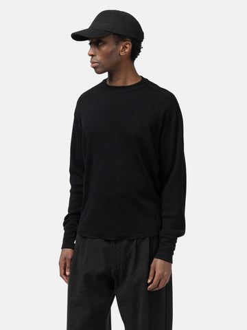 HAVEN Base Thermal Crewneck - Superfine Wool Waffle Black, Thermals