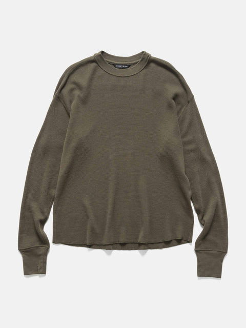 HAVEN Base Thermal Crewneck - Superfine Wool Waffle Tarmac, Thermals