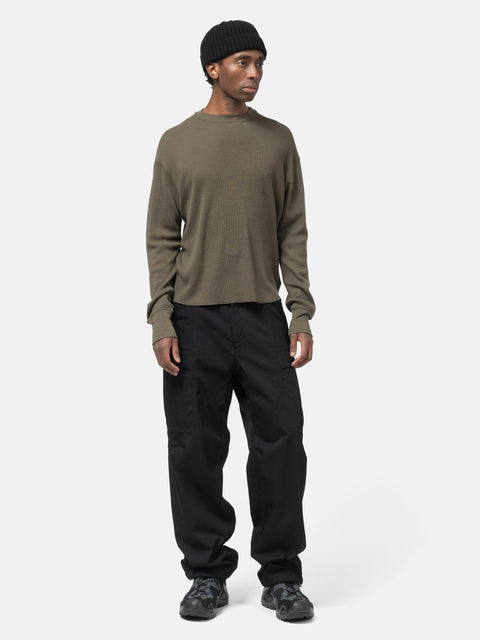 HAVEN Base Thermal Crewneck - Superfine Wool Waffle Tarmac, Thermals