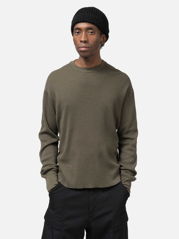 HAVEN Base Thermal Crewneck - Superfine Wool Waffle Tarmac, Thermals