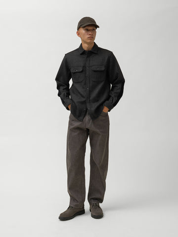 HAVEN Crescent Shirt - Loro Piana Zelander® Merino Charcoal Plaid, Shirts