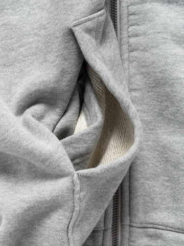 HAVEN Excel Full Zip Hoodie - Azume Urake Cotton French Terry Heather Grey, Hoodies