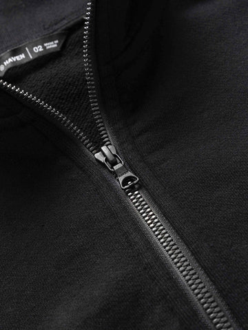 HAVEN Excel Zip Neck - Urake Cotton Terry Black, Sweatshirts