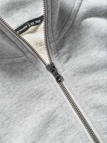 HAVEN Excel Zip Neck - Azuma Urake Cotton French Terry Heather Grey, Sweatshirts