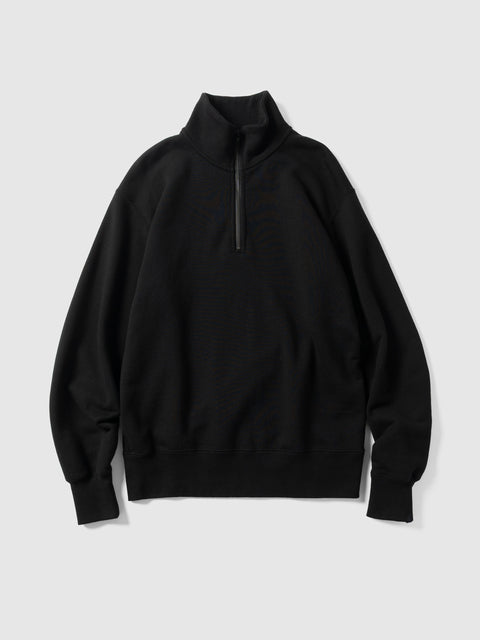HAVEN Excel Zip Neck - Urake Cotton Terry Black, Sweatshirts