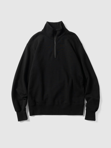 HAVEN Excel Zip Neck - Urake Cotton Terry Black, Sweatshirts
