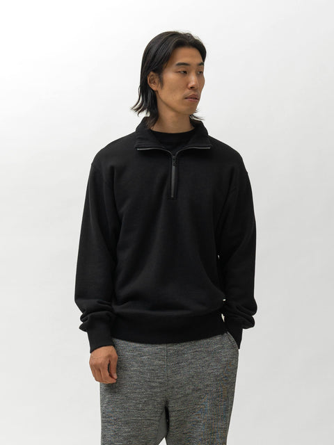 HAVEN Excel Zip Neck - Urake Cotton Terry Black, Sweatshirts