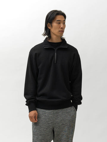 HAVEN Excel Zip Neck - Urake Cotton Terry Black, Sweatshirts