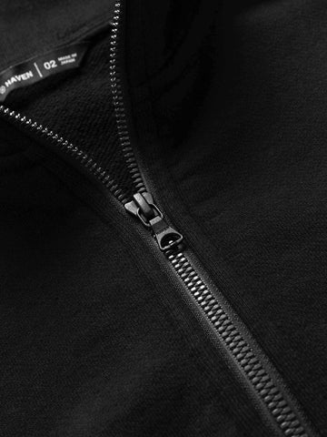 HAVEN Excel Zip Neck - Urake Cotton Terry Black, Sweatshirts
