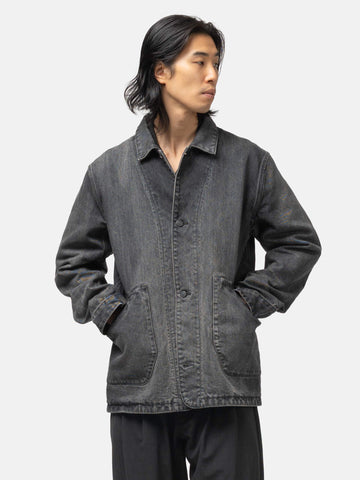 HAVEN Graft Coat - Suvin Cotton Denim Light Wash Black, Denim Jackets