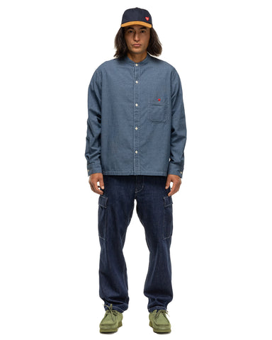 Human Made Stand Collar Chambray L/S Shirt #1 Blue, Shirts