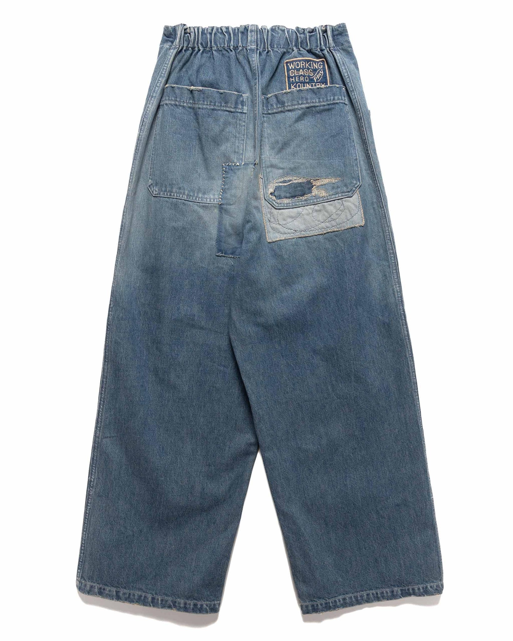 Kapital 12oz Magpie Denim W Knee Easy Shorts Pants