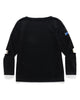 KAPITAL 16/- Densed Jersey Elbow-Rip Boatneck Long Sleeve T Black, T-Shirts
