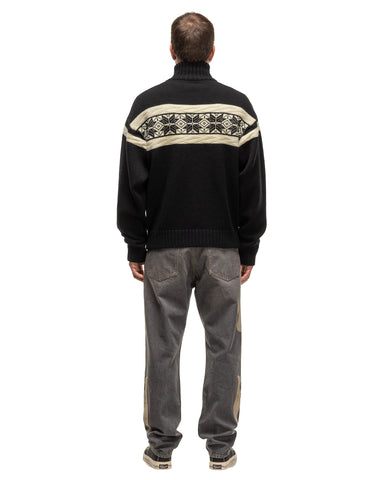 KAPITAL 5G Wool SNOW Half ZIP Sweater Black, Knits