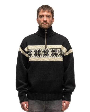 KAPITAL 5G Wool SNOW Half ZIP Sweater Black, Knits
