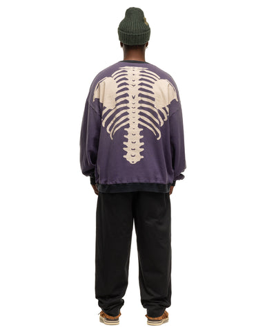 KAPITAL Fleece Knit 2Tones Remake BIG SWT (BONE) Black x Purple, Sweaters