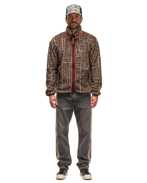 KAPITAL HACKSAW-BLOCK Fleece ZIP Blouson Beige, Outerwear