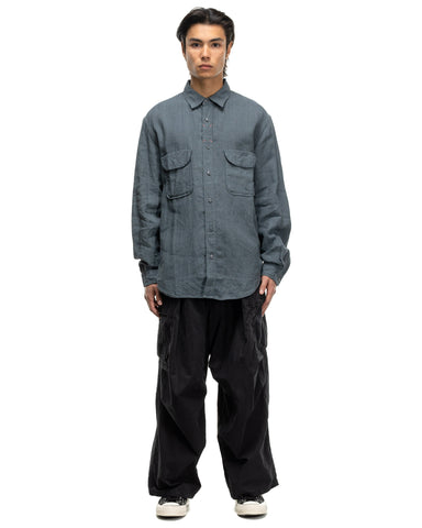KAPITAL Linen CLIP Shirt Blue Grey, Shirts