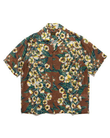 KAPITAL Silk Rayon Cotton-Flower WRANGLE Collar Aloha Brown, Shirts