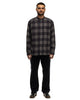 nonnative Officer Stand Collar Shirt Cotton Flannel Block Check Charcoal/Black, Shirts